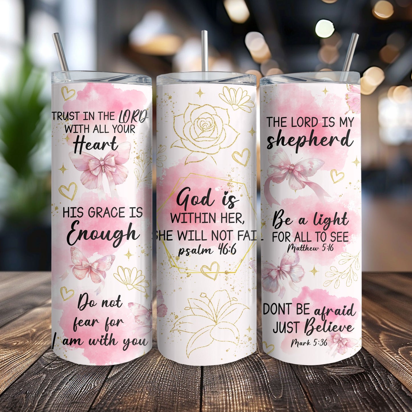 Faith Bible Verse 20 oz. Skinny Tumbler