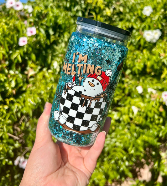 16 oz Acrylic Snow Globe Tumbler Cute Snowman