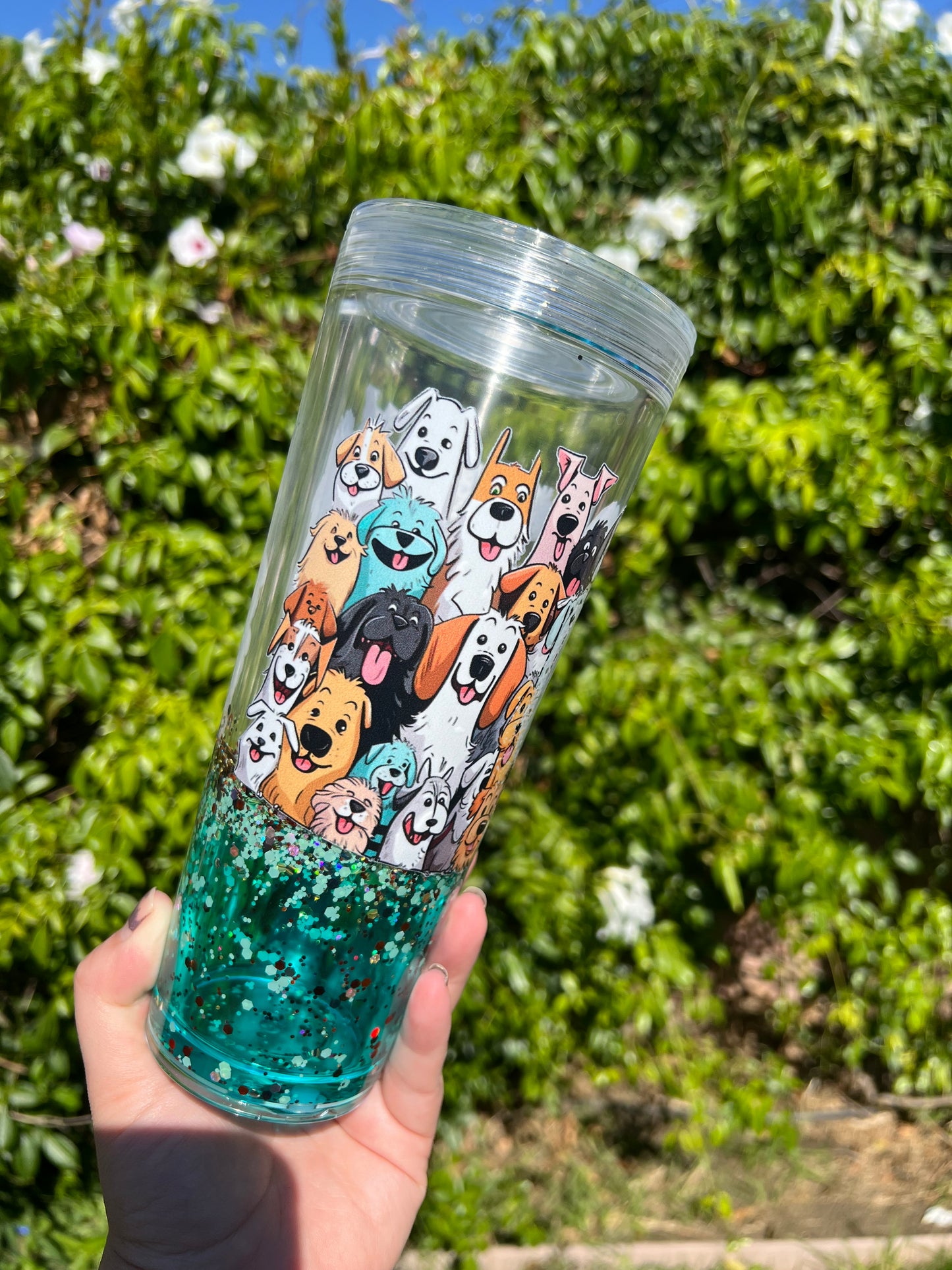 24 oz Acrylic Lava Snow Globe "Life is Better with Dogs" Glitter Tumbler